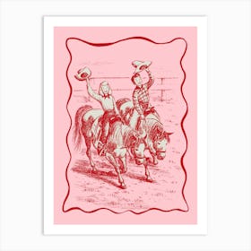 Two Cowboys Riding Horses Art Print