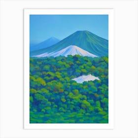 Arenal Volcano National Park Costa Rica Blue Oil Painting 2  Art Print