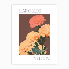 Marigolds In Bloom Flowers Bold Illustration 2 Art Print