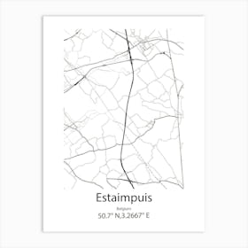 Estaimpuis,Belgium Minimalist Map Art Print