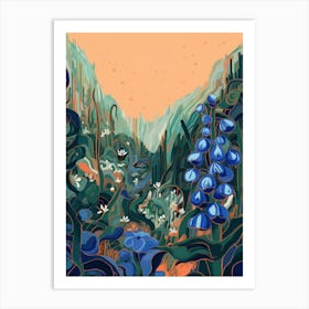Boho Wildflower Painting Virginia Bluebells 3 Art Print