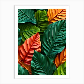 Tropical Leaves Seamless Pattern 4 Art Print