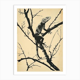 Iguana In The Trees Block Print 6 Art Print