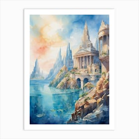 Watercolor Of A Fantasy City Art Print