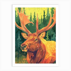 Elk Illustration 9 Art Print