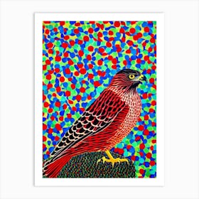 Red Tailed Hawk Yayoi Kusama Style Illustration Bird Art Print