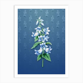Vintage Bellflowers Botanical on Bahama Blue Pattern n.1182 Art Print