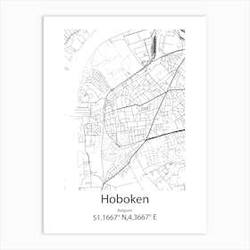 Hoboken,Belgium Minimalist Map Art Print