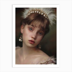 Girl with fearhers Art Print