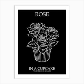 Rose In A Cupcake Line Drawing 1 Poster Inverted Art Print