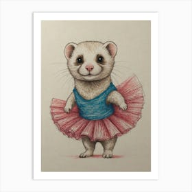 Ferret In A Tutu 2 Art Print