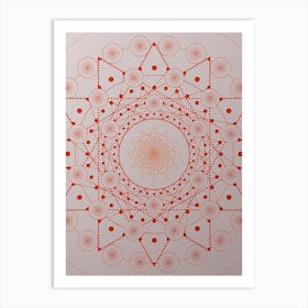 Geometric Abstract Glyph Circle Array in Tomato Red n.0241 Art Print