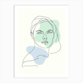 Portrait Of A Woman Hand Drawing Line Art 2 Art Print