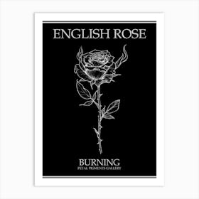 English Rose Burning Line Drawing 2 Poster Inverted Art Print