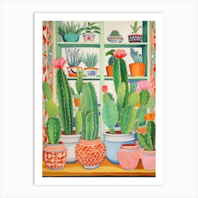 Cactus Painting Maximalist Still Life Opuntia Fragilis Cactus 2 Art Print