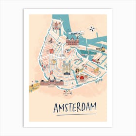 Amsterdam Illustrated Map Art Print