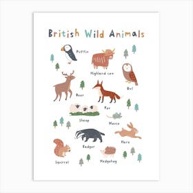 British Wild Animals Art Print