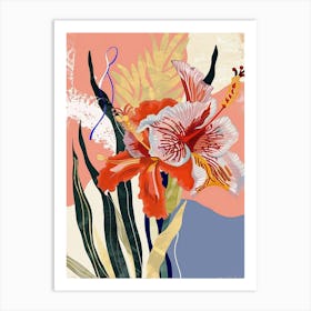 Colourful Flower Illustration Gladiolus 4 Art Print