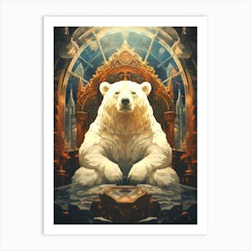 Polar Bear In The Throne Art Print
