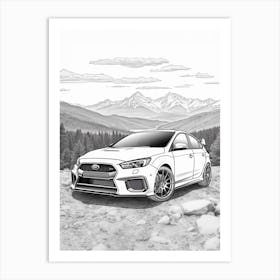 Ford Focus Rs Line Drawing 2 Art Print