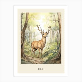 Beatrix Potter Inspired  Animal Watercolour Elk 3 Art Print