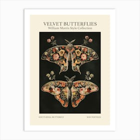 Velvet Butterflies Collection Nocturnal Butterfly William Morris Style Art Print