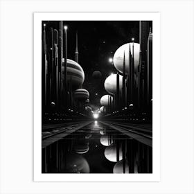 Parallel Universes Abstract Black And White 5 Art Print