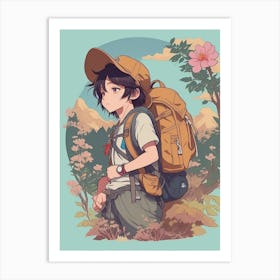 Default A Detailed Illustration Of A Hiker Wearing A Backpack 1 0a3af182 2a84 45a0 B233 122a6ad50151 1 Art Print