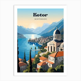 Kotor Montenegro Summer Modern Travel Art Art Print