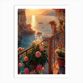 Flowers by the Balcony Art Print