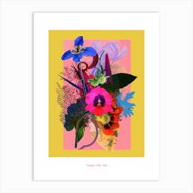 Forget Me Not 7 Neon Flower Collage Poster Art Print