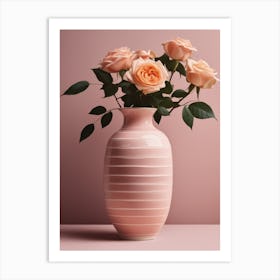 A Vase Of Pink Roses 39 Art Print