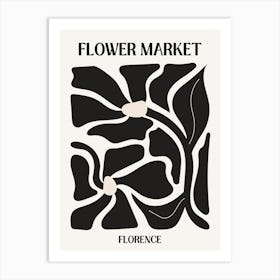 B&W Flower Market Poster Florence Art Print