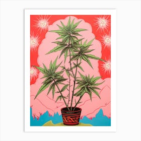 Pink And Red Plant Illustration Dracaena 1 Art Print