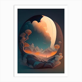 Gibbous Comic Space Space Art Print