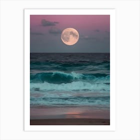 Full Moon Over The Ocean Art Print