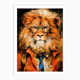 Lion In Glasses animal Art Print