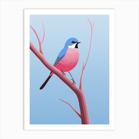 Minimalist Bluebird 1 Illustration Art Print