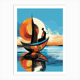 Sailboat At Sunset 37 Art Print