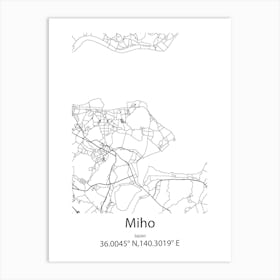 Miho,Japan Minimalist Map Art Print