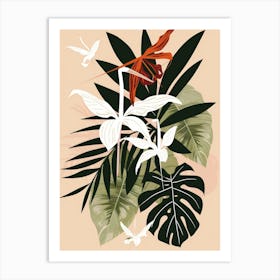 Tropical Flowers And Leaves Art Print