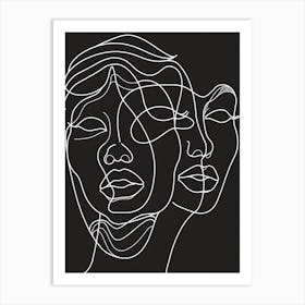 Simplicity Black And White Lines Woman Abstract 2 Art Print