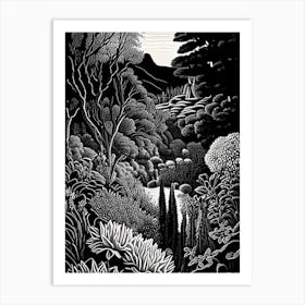 Red Butte Garden, 1, Usa Linocut Black And White Vintage Art Print