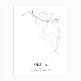 Obihiro,Japan Minimalist Map Art Print