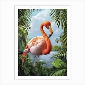 Greater Flamingo Kenya Tropical Illustration 3 Art Print