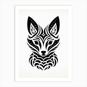 Linocut Fox Abstract Line Illustration 20 Art Print