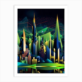 Cityscape At Night Art Print