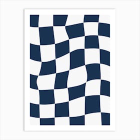 Checkerboard - Navy Blue Art Print
