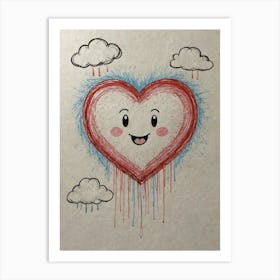 Heart With Rain Art Print