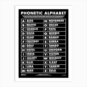 Phonetic Alphabet 1 Art Print